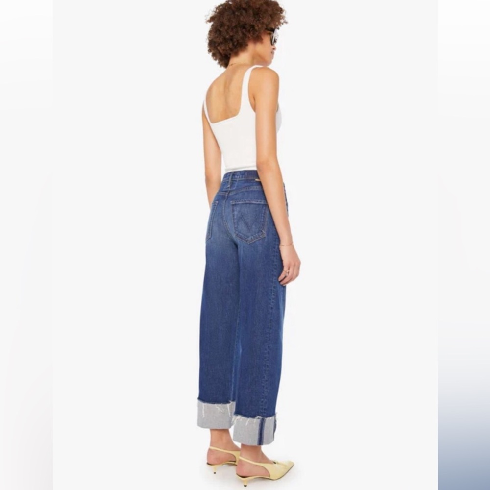 MOTHER THE HALF PIPE ANKLE CUFF FRAY DARK WASH WOMENS 28 - Picture 2 of 14
